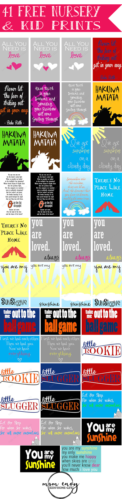 Free Nursery Printables - 41 Free Printables for Nurseries or Kid's Rooms