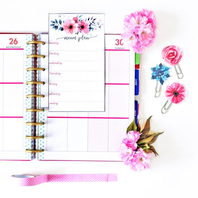 Free Printable Floral Planner Inserts and Clips