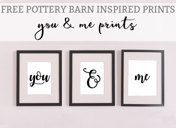 Free Pottery Barn Inspired Romantic Master Bedroom prints. You and Me prints are perfect for Valentine's Day, Anniversary gifts, engagement party gift, or wedding gift. This simple decor is perfect for a master bedroom. #masterbedroom #freeprintables #potterybarn