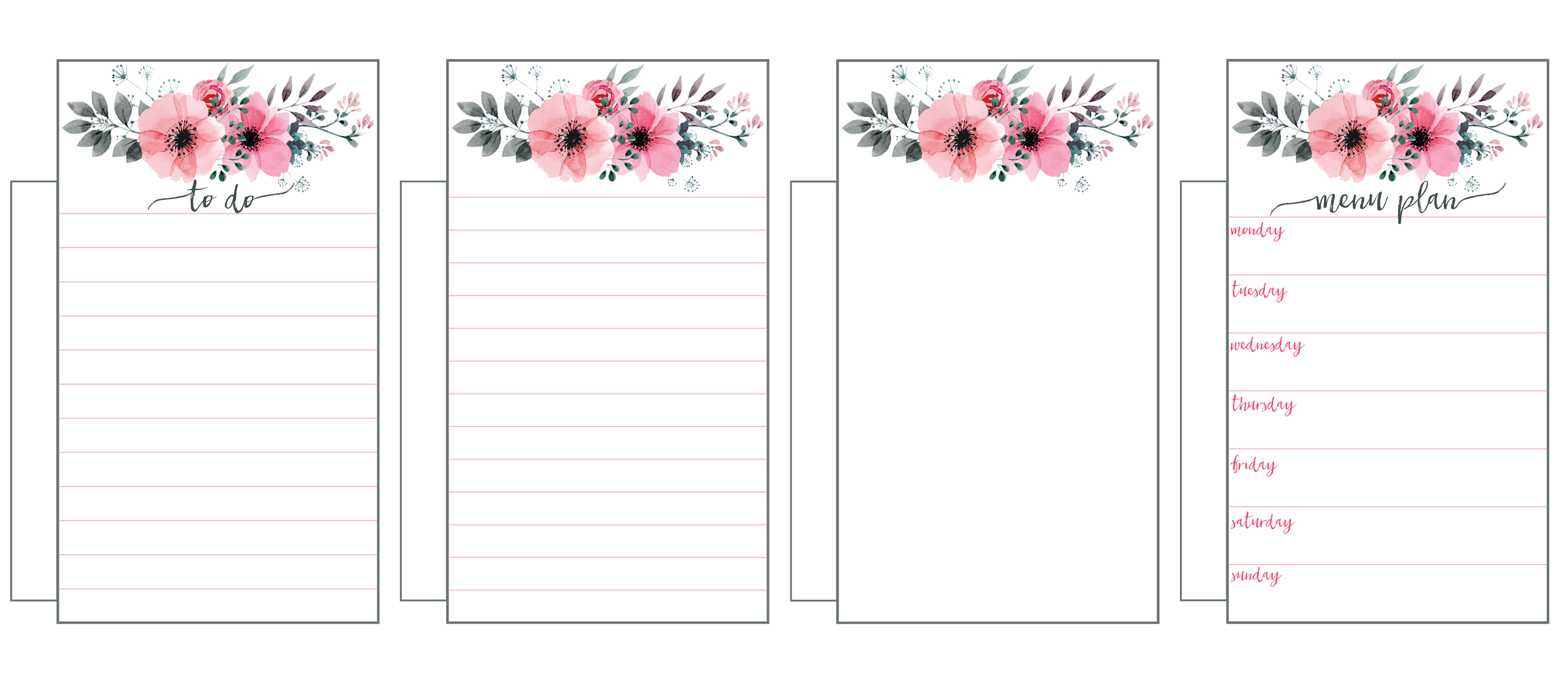 Free Printable Floral Planner Inserts and Clips