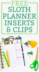 Sloth planner inserts and clips. Download free #sloth planner inserts that fit with any size planner. Three planner clips - sloth clip, #chameleon clip, and #lemur planner clip. #happyplanner #freeplannerprintables #plannerclips #planning