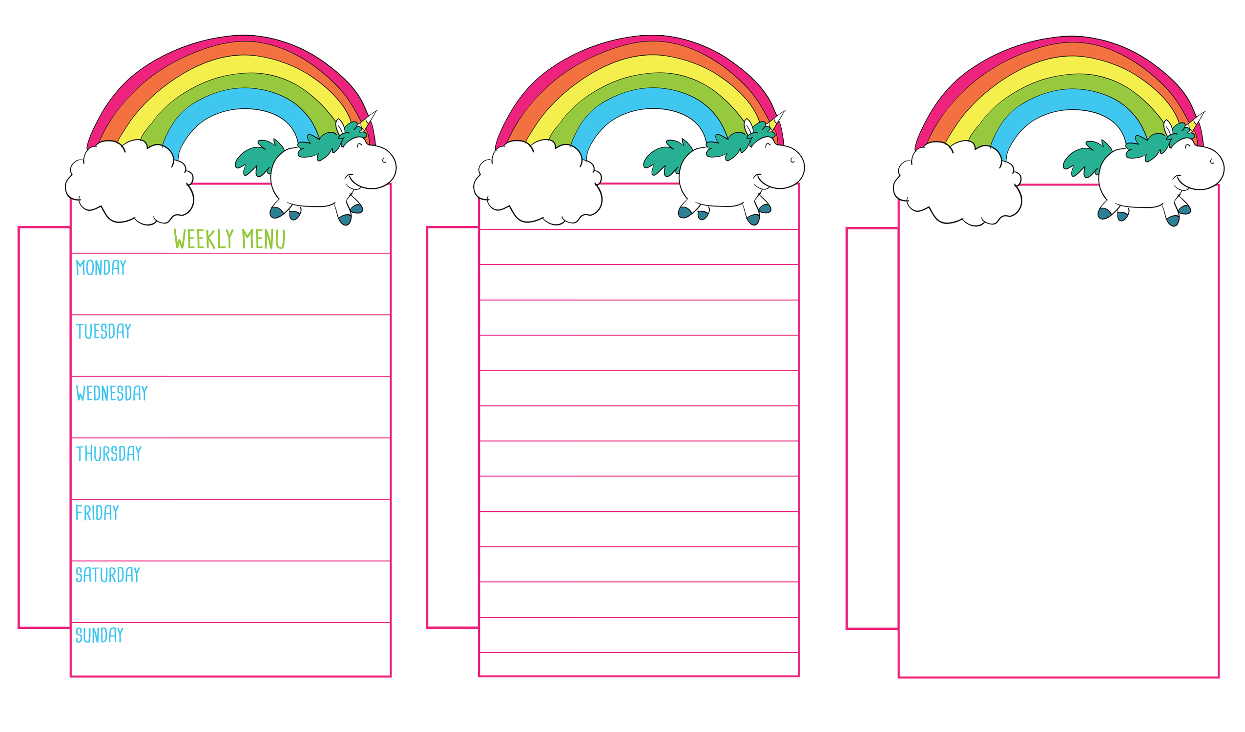 FREE Unicorn planner inserts and clips. Download a set of 5 different #unicorn planner inserts and two different unicorn planner clips. They come in three sizes to be used in any planner. #happyplanner #plannerprintables #freeplannerprintables #freeprintables