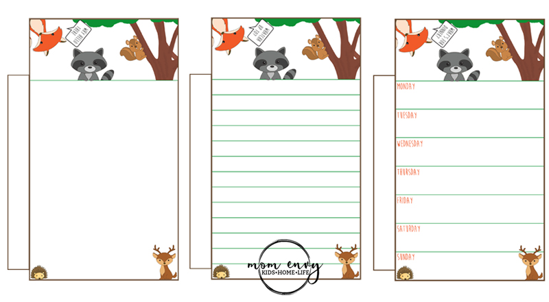 Free Woodland Animal Planner Inserts and Clips Main Picture