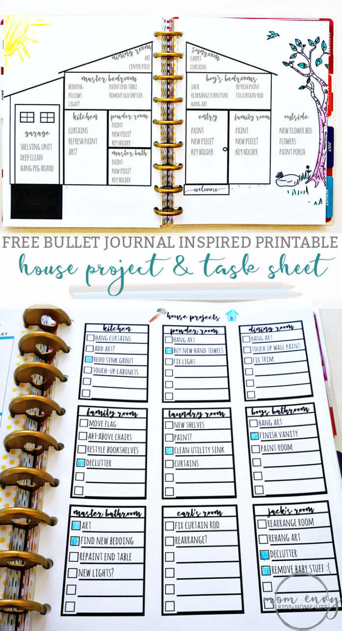 Bullet Journal Inspired Free Printables from Mom Envy. House projects ...