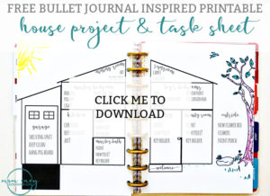 Bullet Journal Inspired Free Printables from Mom Envy. House projects bullet journal printable and a free task sheet printable. Available in A5 size, Standard letter size, and Happy Planners.