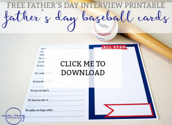 Father #39 s Day Interview Printable Interview Baseball Cards