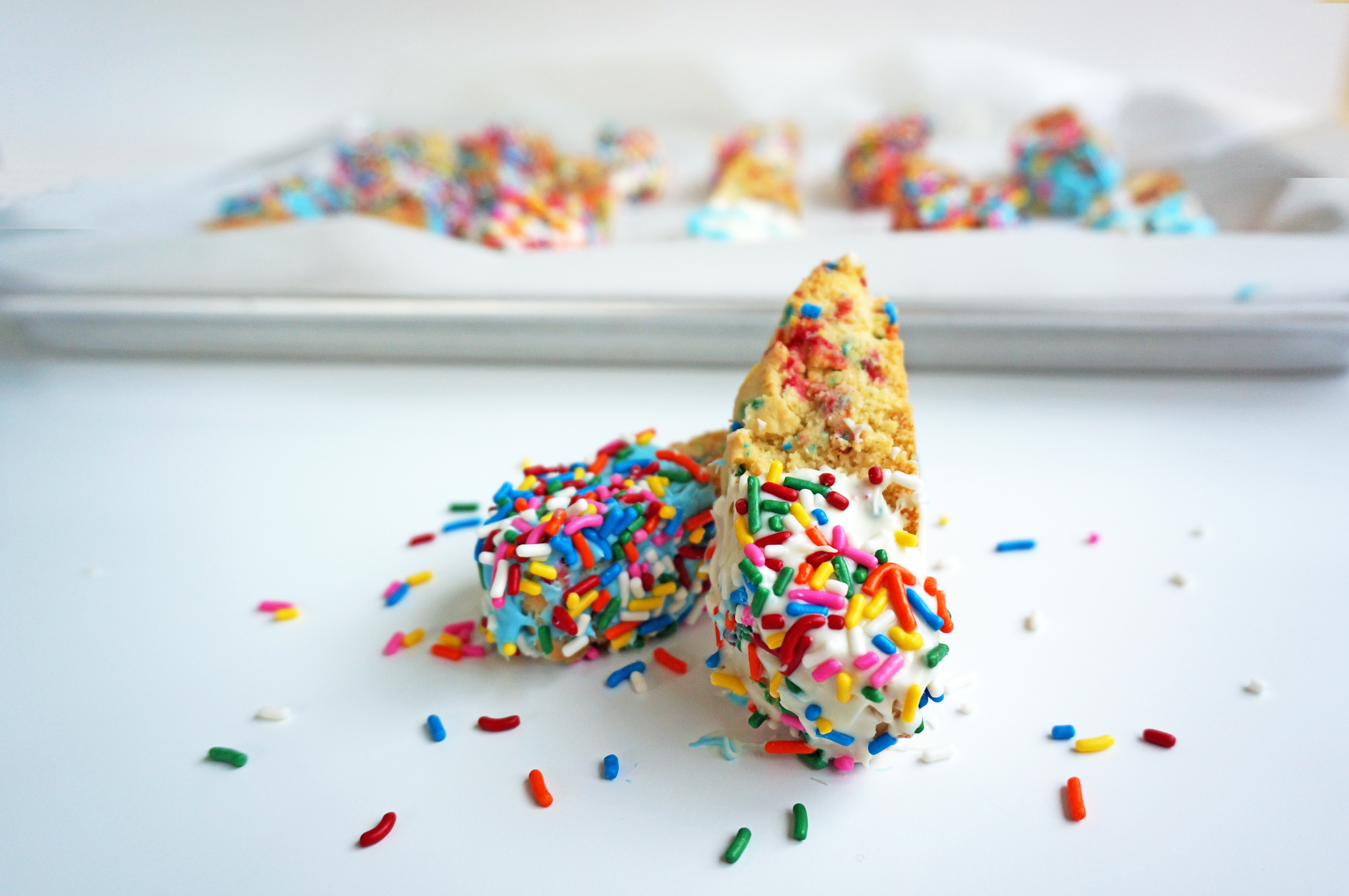 Funfetti Biscotti Mom Envy. Add a little fun to your coffee and tea bar. Perfect recipe for a baby shower, wedding shower, or afternoon tea. Great brunch recipe. It would add a fun element to any coffee bar.