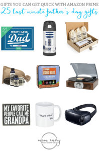 Last Minute Father's Day Gifts from Mom Envy. Check out this list of 25 Father's Day Gift ideas that can all be ordered with Amazon prime. Great gift ideas for Dads and Grandpas.