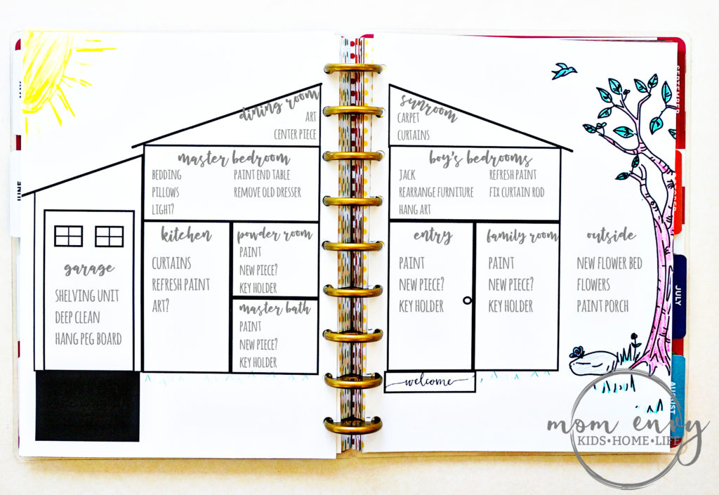 Bullet Journal Printables. Download this set of FREE bullet journal printables for tracking house projects or chores. This is one of the sets included. It's a coloring page so that you can customize it with the colors of your choice. #bulletjournal #bujo #freeprintables #planneraddict