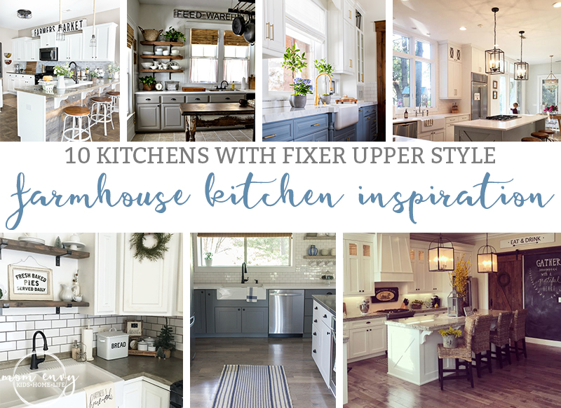 Farmhouse Kitchen Inspiration. 10 Beautiful Farmhouse Kitchens. Fixer Upper kitchens. Kitchens Chip & Joanna would approve of. Fixer Upper style. White farmhouse kitchens. Beautiful kitchens (including kitchen redos).