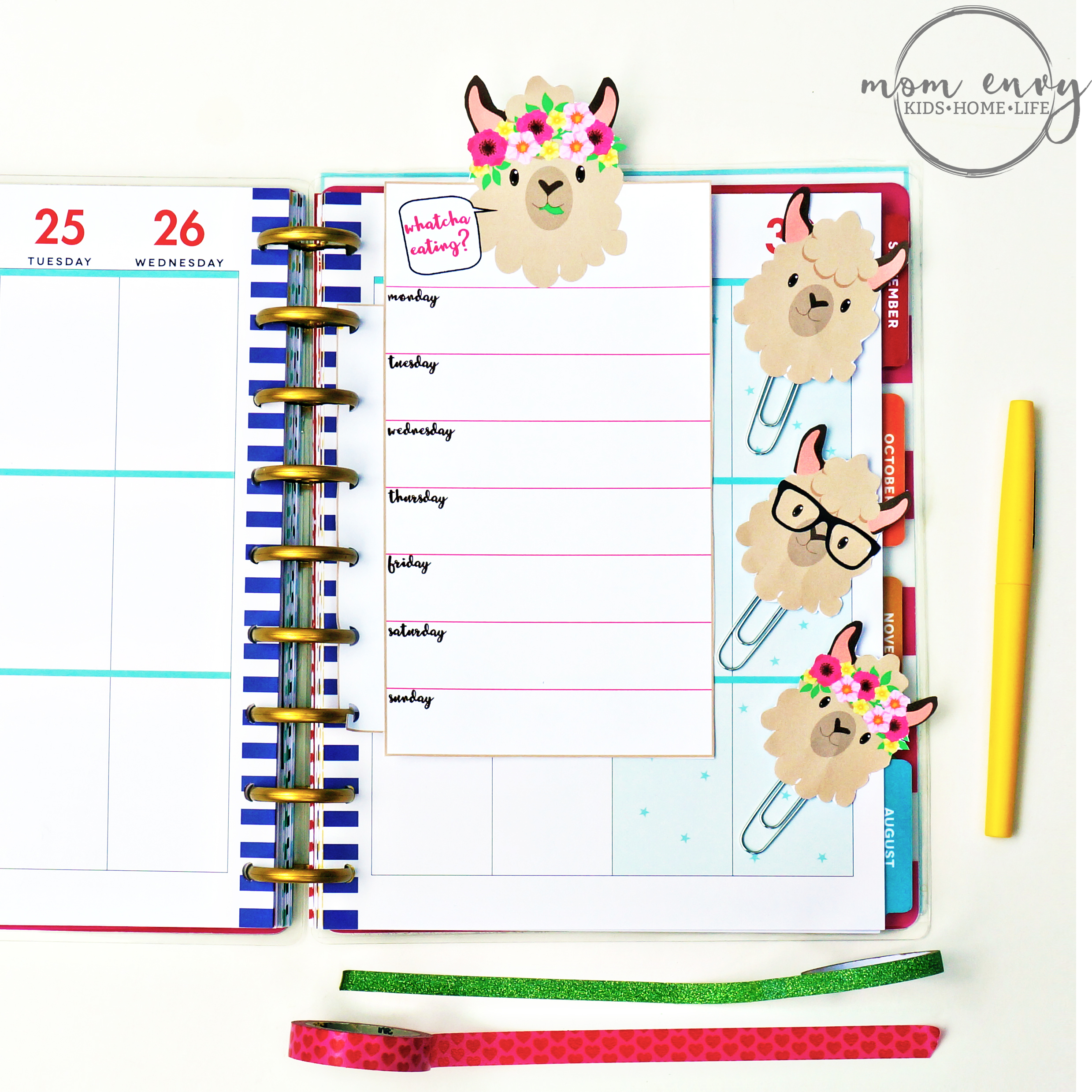 Free Llama Planner Inserts & Planner Clips - Free Planner Accessories. Free Happy Planner printables. Free llama planner printables. Free silhouette files. Free Erin Condren printables. Recollecitons planner printables. Free planner printables. Free planner clips.