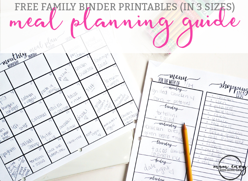 The Ultimate Guide to Meal Planning. Get free family binder printables. Free printables for the Happy Planner. Free planner printables. Free printables. Family Binder download. Menu planning. From: https://momenvy.co