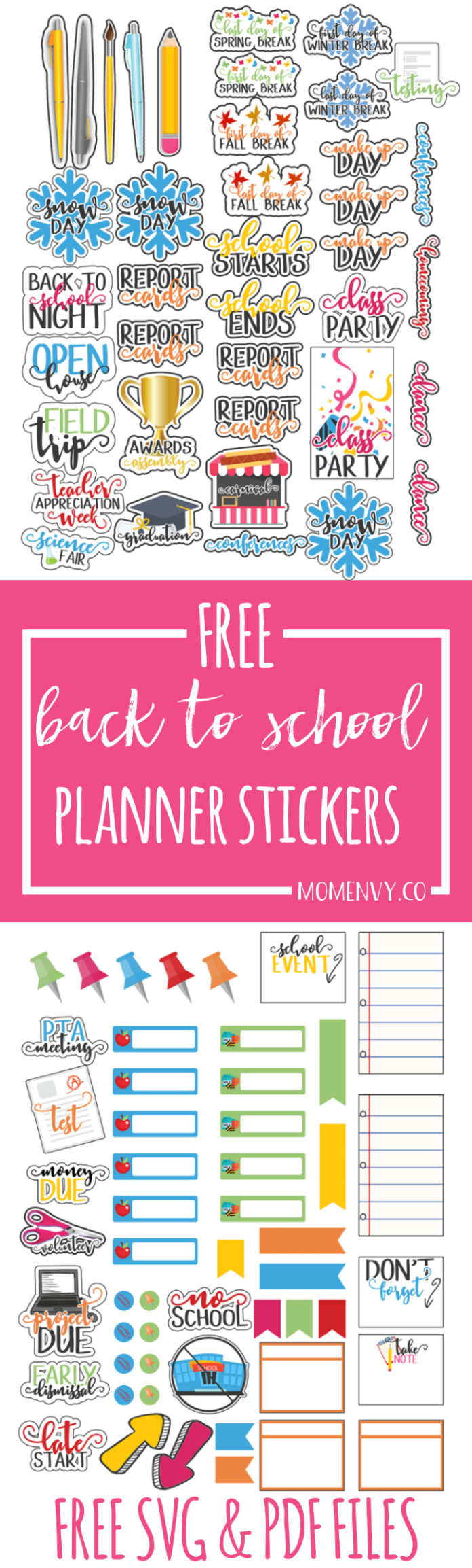 Back to School Planner Stickers - Perfect for Calendars, too!