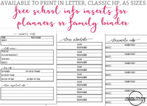 School Planner Inserts - Free Planner and Family Binder Inserts for School. Free family binder printables. Free planner inserts. Free Happy Planner inserts. Free A5 printables. Free school printables for parents.