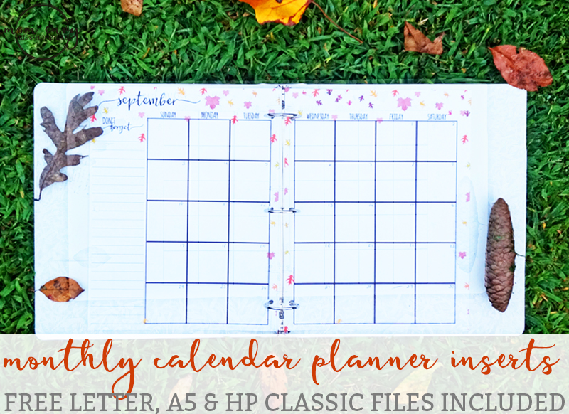 Free Monthly Calendar Planner Inserts Different Designs for Each