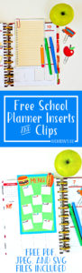 Free school planner inserts and planner clips. Download Free SVG, PDF, and JPEG files. Free Silhouette Planner inserts. Free Cricut planner accessories. Free Happy Planner Inserts.