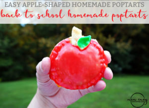 Easy Homemade Poptart recipe for Back to School. Shaped like apples. Fill the poptarts with a filling of your choice. Easy breakfast for kids. Easy breakfast recipe. Brunch recipe. Home made poptart recipe.
