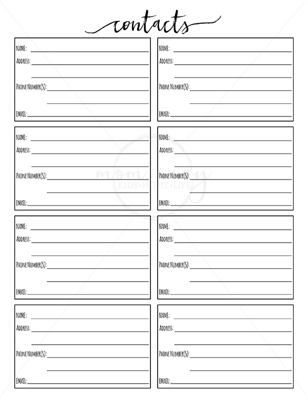 Password Keeper Printable, Contacts Printable, & Donations Tracker. They're part of the free family binder printables. #plannerprintables #freeprintables