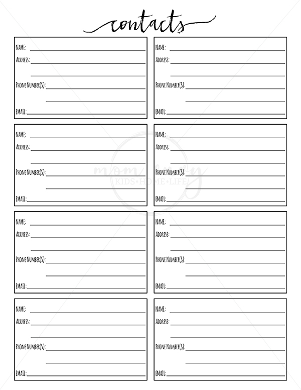 Password Keeper Printable, Contacts Printable, & Donations Tracker