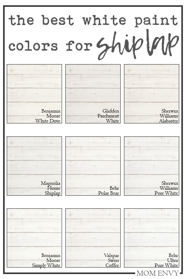 The best white paint colors for shiplap. The perfect farmhouse white paint colors. #shiplap #DIY
