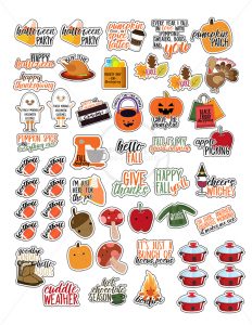 Free Fall Planner Stickers. 38 different free fall planner stickers. Free Fall Silhouette file. Free fall SVG file. Free planner stickers. Free fall printable.