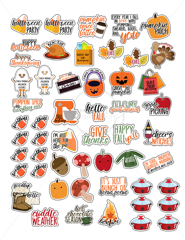 Craft Supplies & Tools Planner Stickers SAM049 Autumn stickers Fall ...