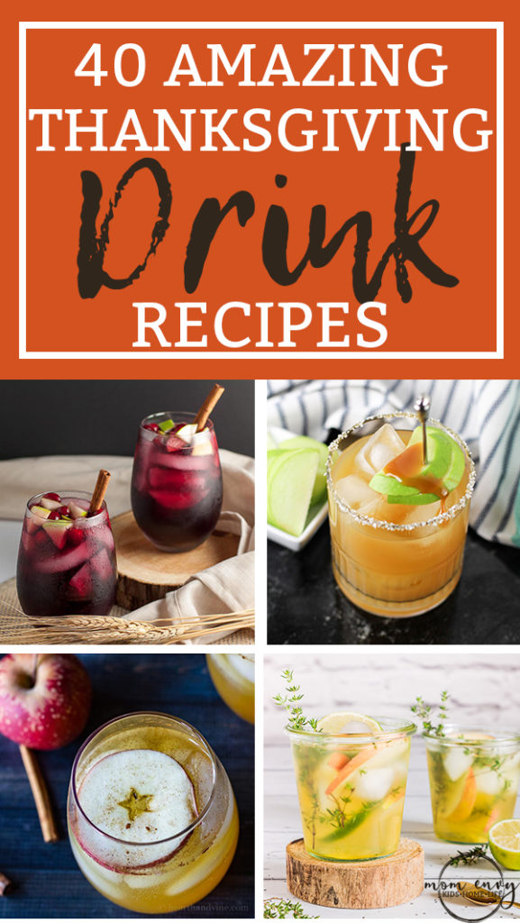 40 Thanksgiving Drink Recipes. Alcoholic and nonalcoholic options. They're the perfect fall drink recipes for your Thanksgiving. Fall in love with some fall cocktails. #thanksgiving #thanksgivingrecipes #drinkrecipes #drinkrecipe