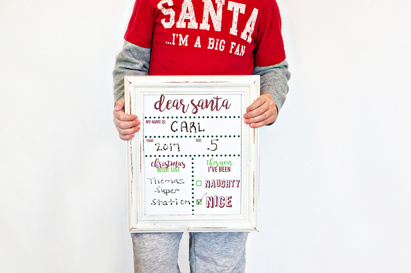 FREE Christmas Stats and Wishlist Printable and SVG file. Download these free Christmas printable for kids to start a new Christmas tradition with your kids. OR Download the free SVG file to create your own chalkboard or whiteboard. Free Christmas Silhouette file included as well. #freechristmasprintable #freesilhouttefile #christmas #christmastraditions #christmasprintables