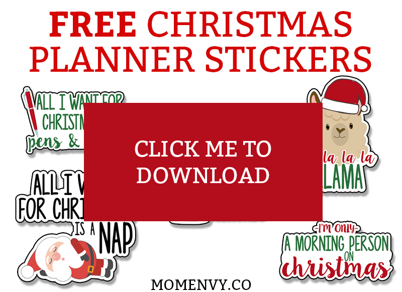 Free Christmas Planner stickers. Funny and cute holiday planner stickers. Perfect for The Happy Planner, Erin Condren, Recollections, TN's, bullet journals, etc. #freeplannerstickers #christmas #christmasprintables #plannerstickers