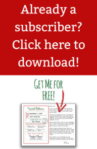This image says Already a subscriber? Click here to download. By clicking this image, you will be taken to where you can download the elf return letter free printable.