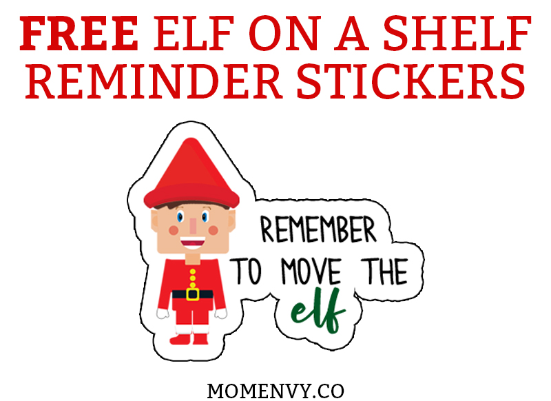 Elf on a shelf reminder stickers. Remind yourself to move the elf or use them to help set up a schedule for your elf's every move. #elfonashelf #freebies #freeprintables #christmasprintables