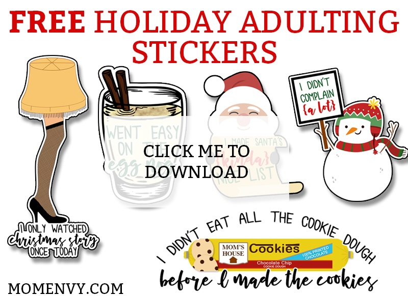 Free Funny Planner Stickers - Holiday Adulting Stickers