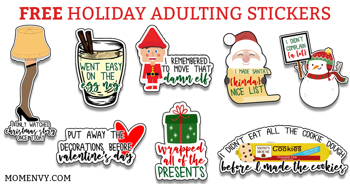 Free funny Christmas planner stickers - Free Holiday Adulting Stickers. Sick of no longer receiving gold stars? Then these stickers are for you. They work great as free Happy Planner stickers, Erin Condren, Recollections, and more. #freeplannerprintables #happyplanner #freestickers #christmas