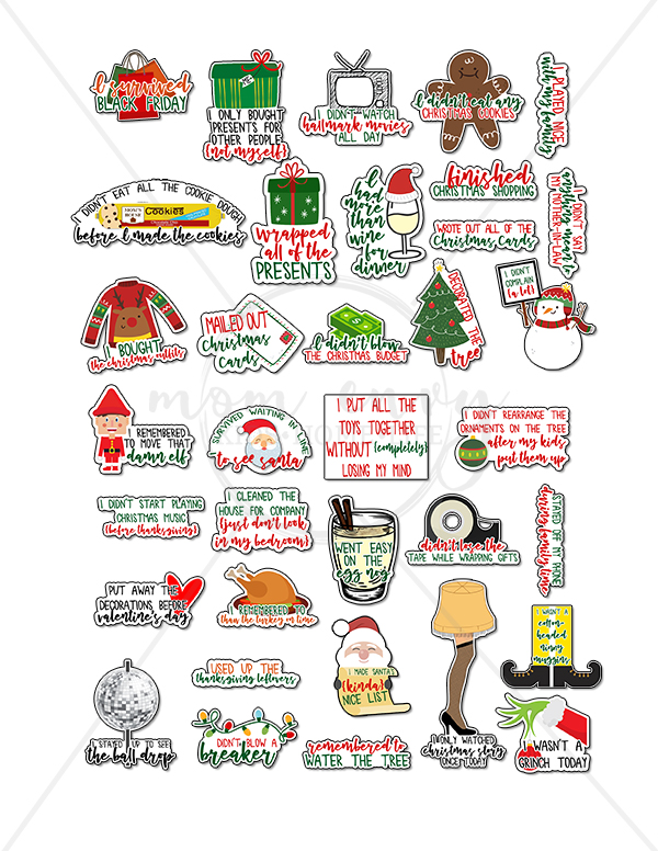 Free Funny Planner Stickers - Holiday Adulting Stickers