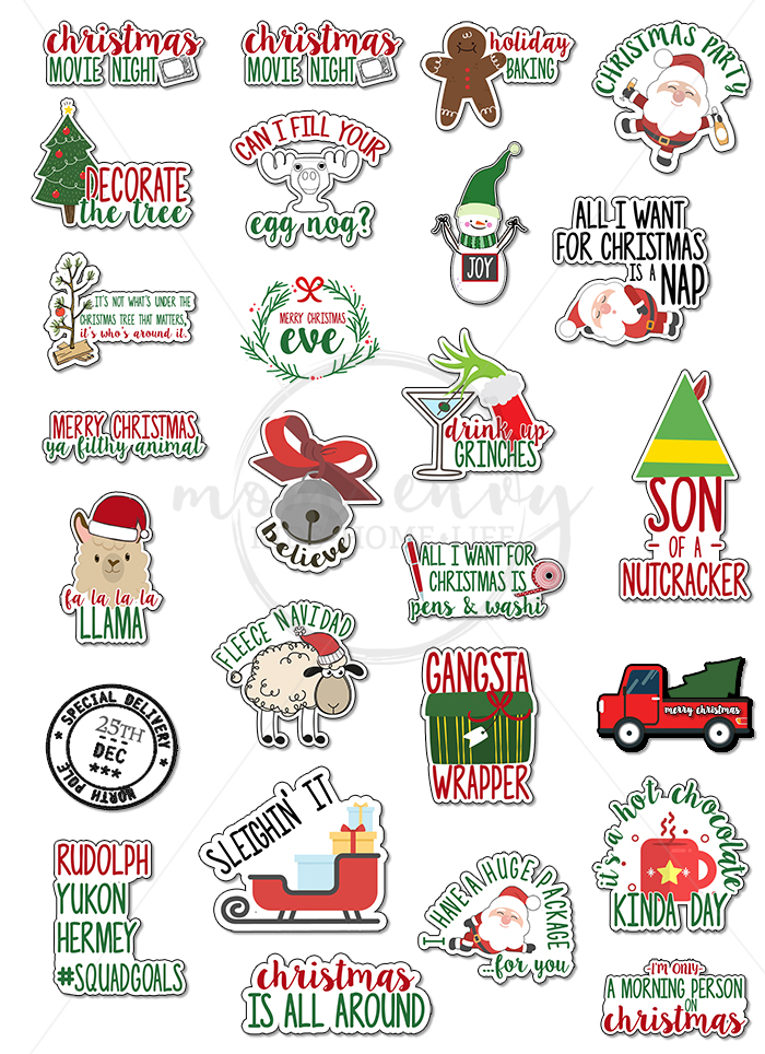 Free Christmas Planner Stickers 25 Different Funny & Cute Designs