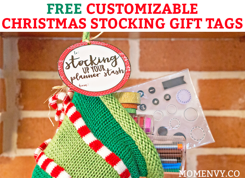 Free Stocking GIft Tags. 10 premade stocking gift tags in two different designs. Plus, blank tags you can customize! Easy Christmas gift for teachers, neighbhors, friends, and family. #teachergift #christmas #freechristmasprintable #freeprintables