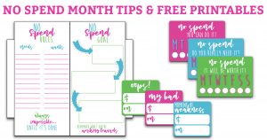 Learn some tips how to survive a No Spend month and get some FREE printables (perfect for your planner) to help you succeed! #nospend