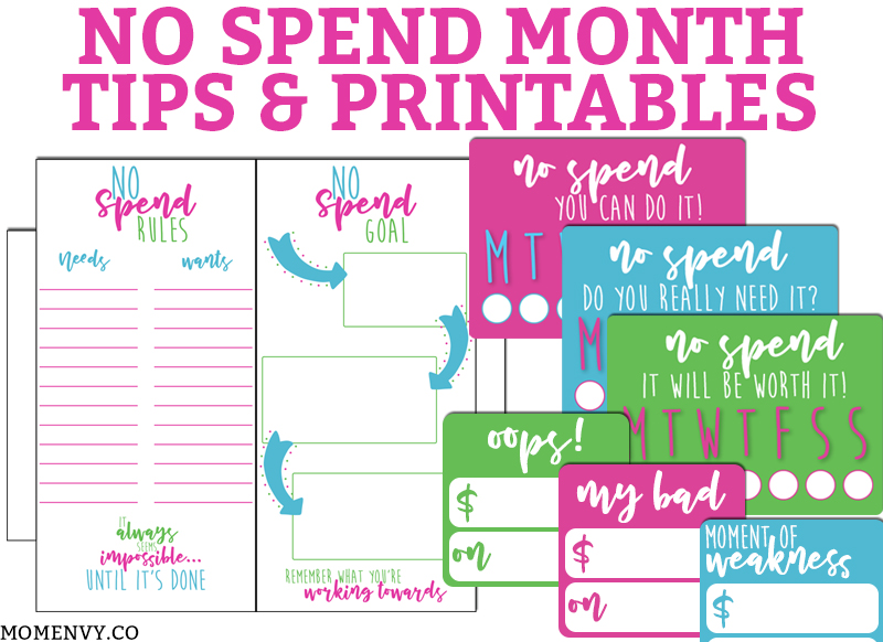 No Spend Month Tips and Free Printables. Learn some tips how to survive a No Spend month and get some FREE printables (perfect for your planner) to help you succeed! #nospend #budgeting #planneraddict #plannerlove