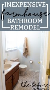 DIY Bathroom Remodel - the before. Check out the start of our One Room Challenge Spring 2018 DIY bathroom remodel as we go from 80's pink to farmhouse. #farmhouse #farmhousebathroom #oneroomchallenge