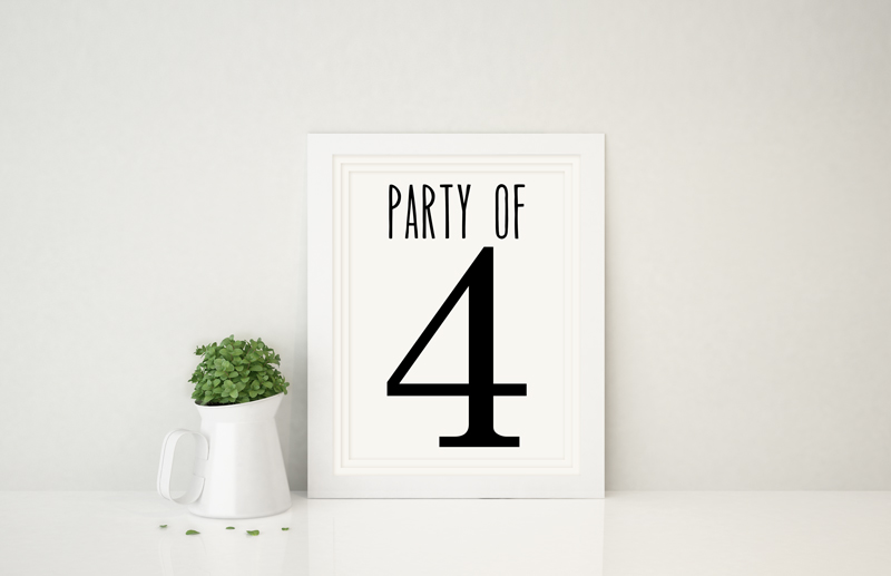 Farmhouse printables Party of 4 or more prints. Download free farmhouse wall art. Party of Four-Nine available. Free JPEG, SVG, and Silhouette files included. #freeprints #printables #fixerupper #silhouettefiles