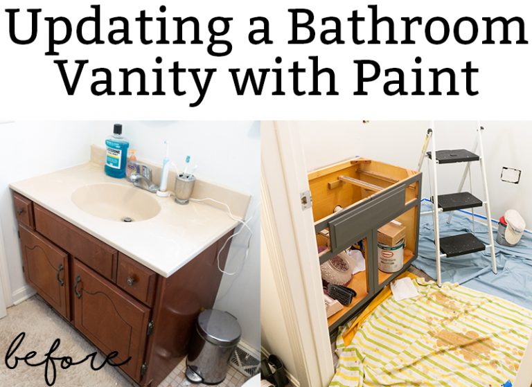Updating a vanity with paint is an inexpensive DIY fix. Even beginners can get this project done in a day! #diy #diybathroom #diyproject #inexpensivediy