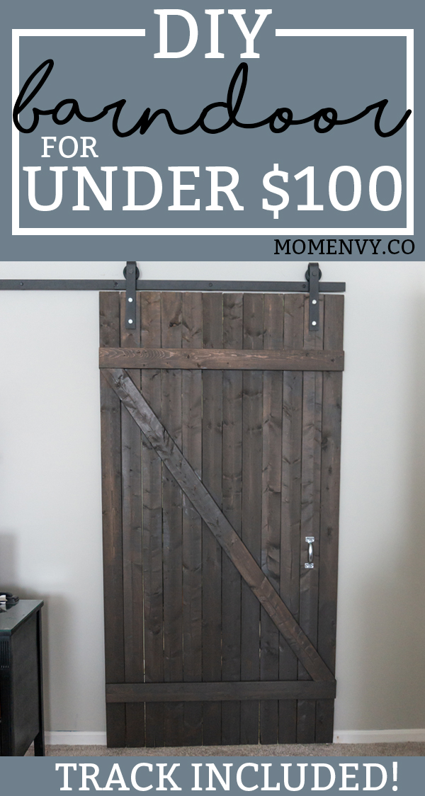 DIY Barn Door - Learn how to Build a DIY Door for less than $100. #barndoor #diy #diyproject #farmhousestyle