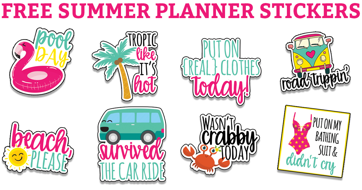 Free Summer Planner Stickers. Beach, please, download these adorable and colorful planner stickers to get your planner summer ready. Who needs a bikini when you've got cute stickers? #planneraddict #summer #plannerlove