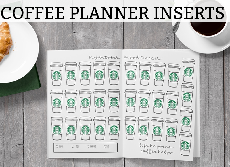 Free coffee bullet journal printables. Download these free fall planner printables. Are you coffee obsessed? Grab these free coffee planner inserts today. #coffeeaddict #Plannerlover #bujo