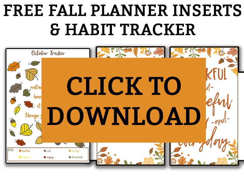 Download your free fall planner inserts and a free fall habit tracker. Perfect for your planner or bullet journal. Customize your planner for the fall.