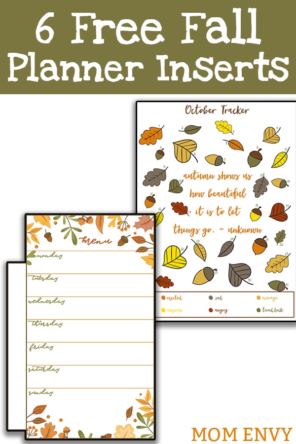 Download your free fall planner inserts and a free fall habit tracker. Perfect for your planner or bullet journal. Customize your planner for the fall.