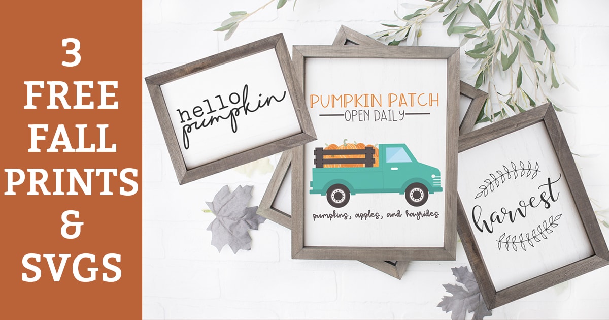 Free Fall Printables. Download 3 adorable printables that are the perfect addition to any fall decor. These farmhouse style prints are available in JPEG, Silhouette, and SVG format. These 3 free fall svg files are perfect for creating pillows, signs, and fall gifts. #falldecor #freeprints #fallprintables #svgfiles