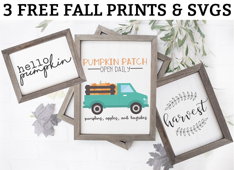 Free Fall Printables. Download 3 adorable printables that are the perfect addition to any fall decor. These farmhouse style prints are available in JPEG, Silhouette, and SVG format. These 3 free fall svg files are perfect for creating pillows, signs, and fall gifts. #falldecor #freeprints #fallprintables #svgfiles