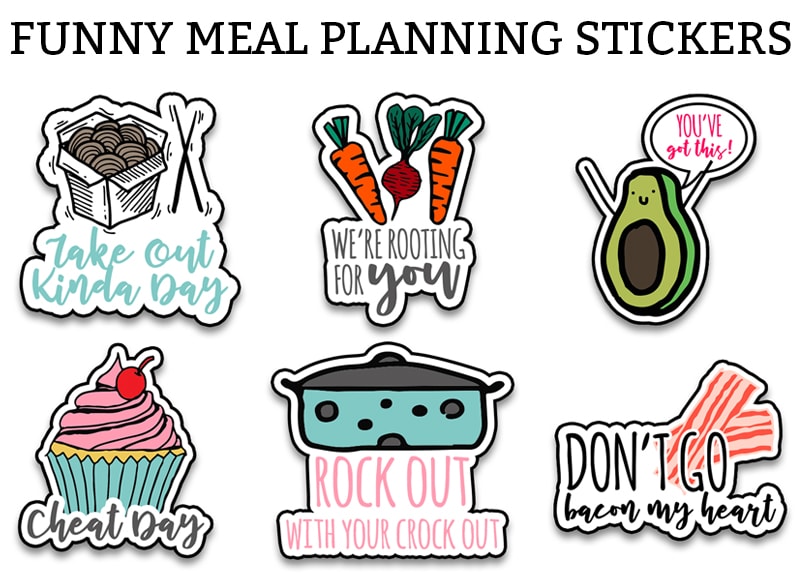 Funny Meal Planning Stickers - 24 Free Different Designs