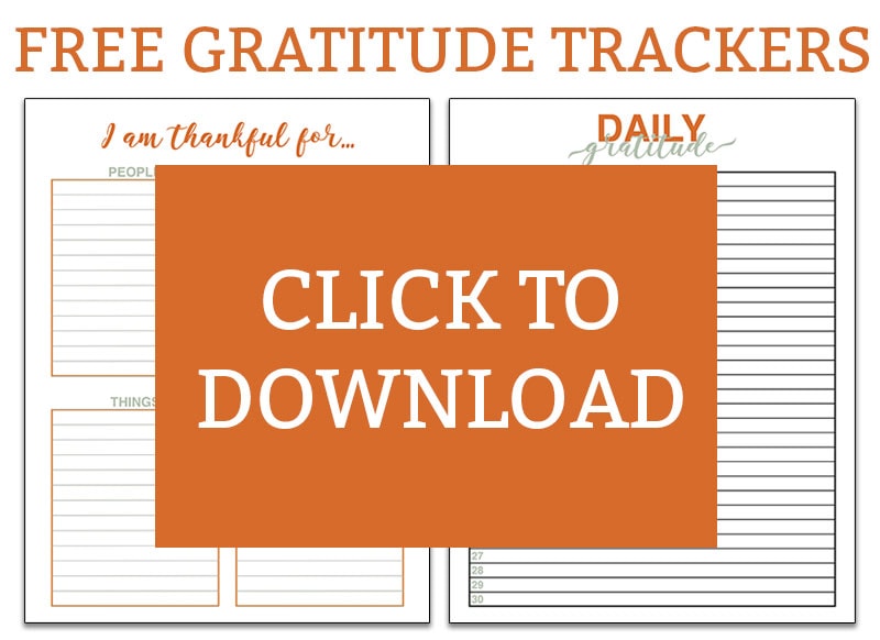 FREE Gratitude Planner Trackers. It's the time of year to think about all we have to be grateful for. Make it easy with this free gratitude printable. It's perfect for any size planner including The Happy Planner, Erin Condren, Recollections, Travelers Notebook, and more! #plannerprintables #thanksgiving #gratitude #bulletjournal